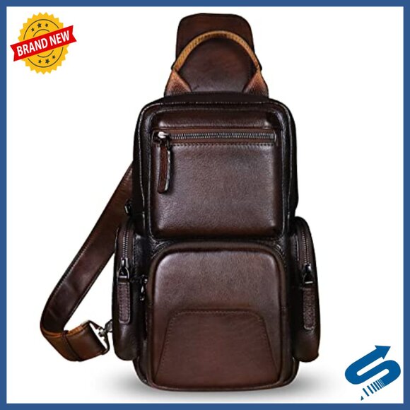 Genuine Leather Crossbody Daypack Backpack with Multiple Pockets main image 3